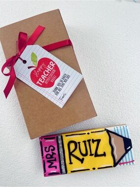 Personalized Pencil board eraser  Teacher Gift 🍎✏️